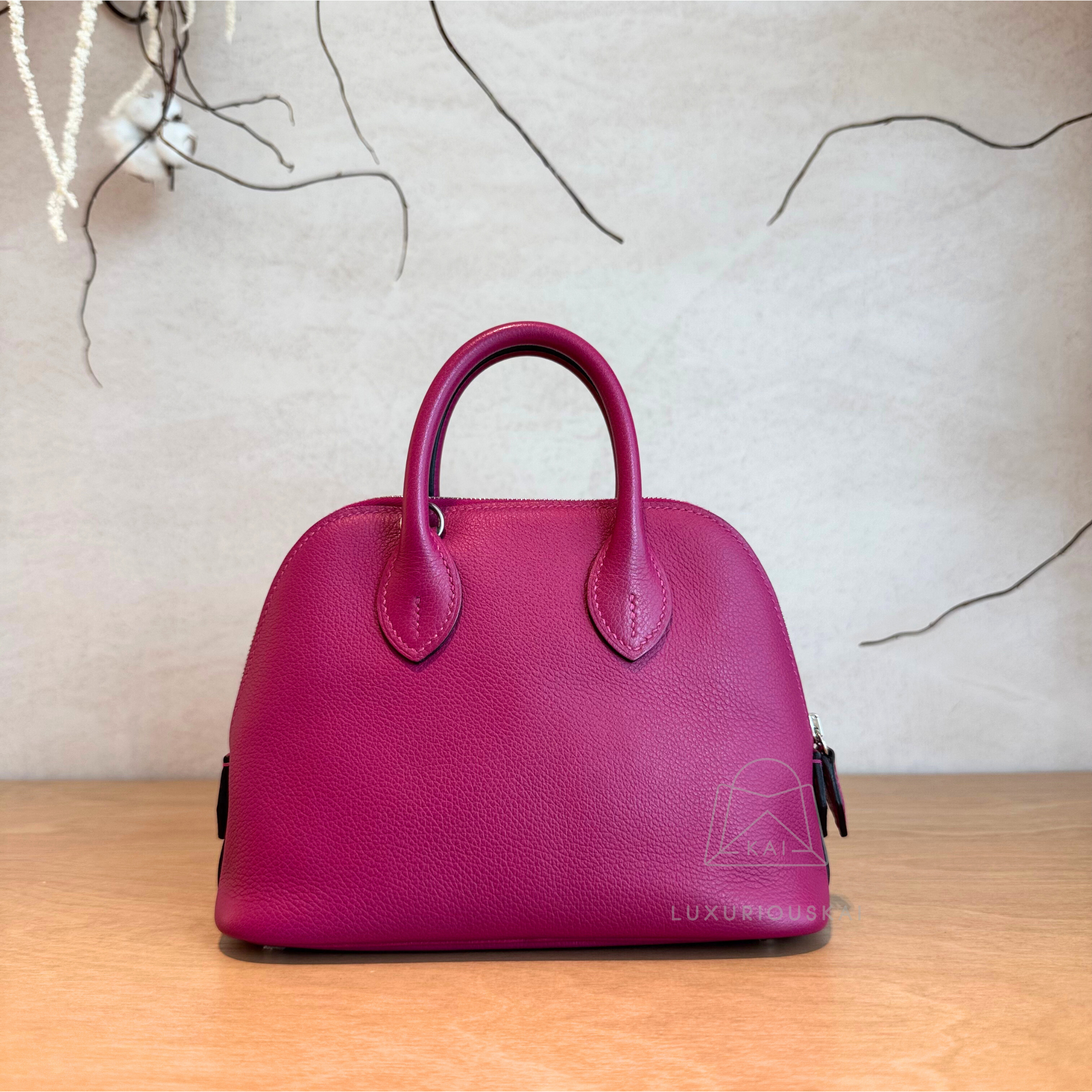 [PRELOVED] Hermès Mini Bolide Rose Pourpre (Gold Hardware)
