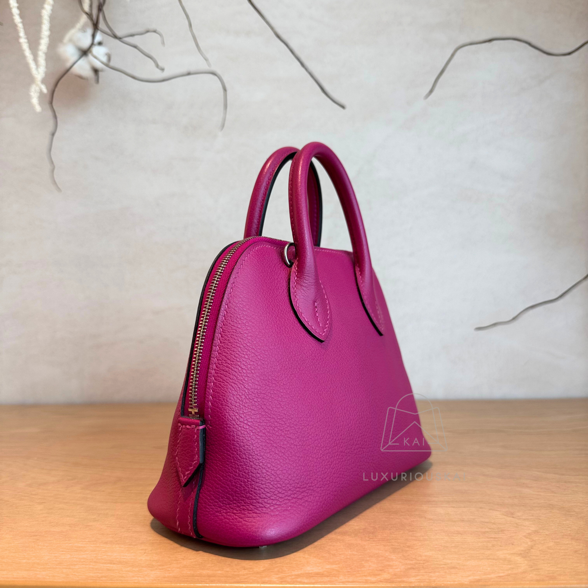 [PRELOVED] Hermès Mini Bolide Rose Pourpre (Gold Hardware)