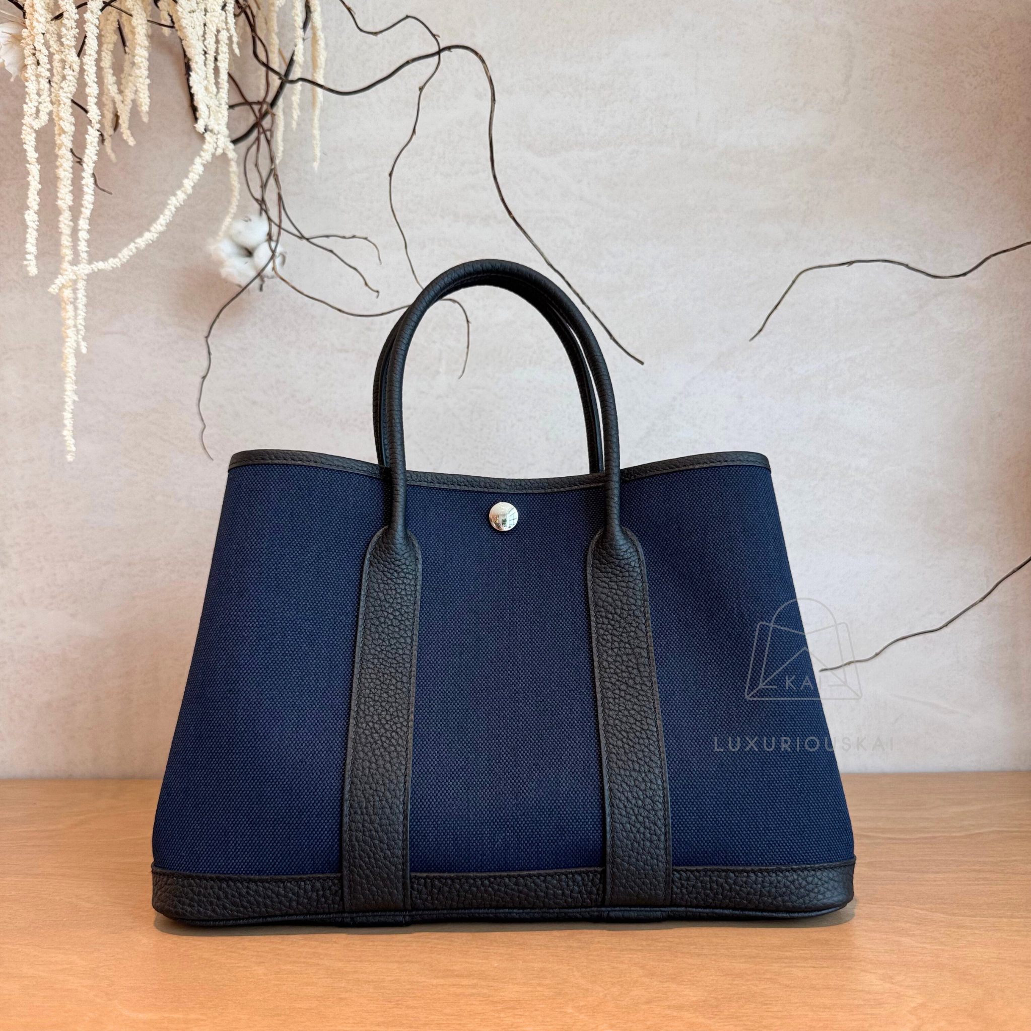 Hermès Garden Party 30 Canvas Dark Blue