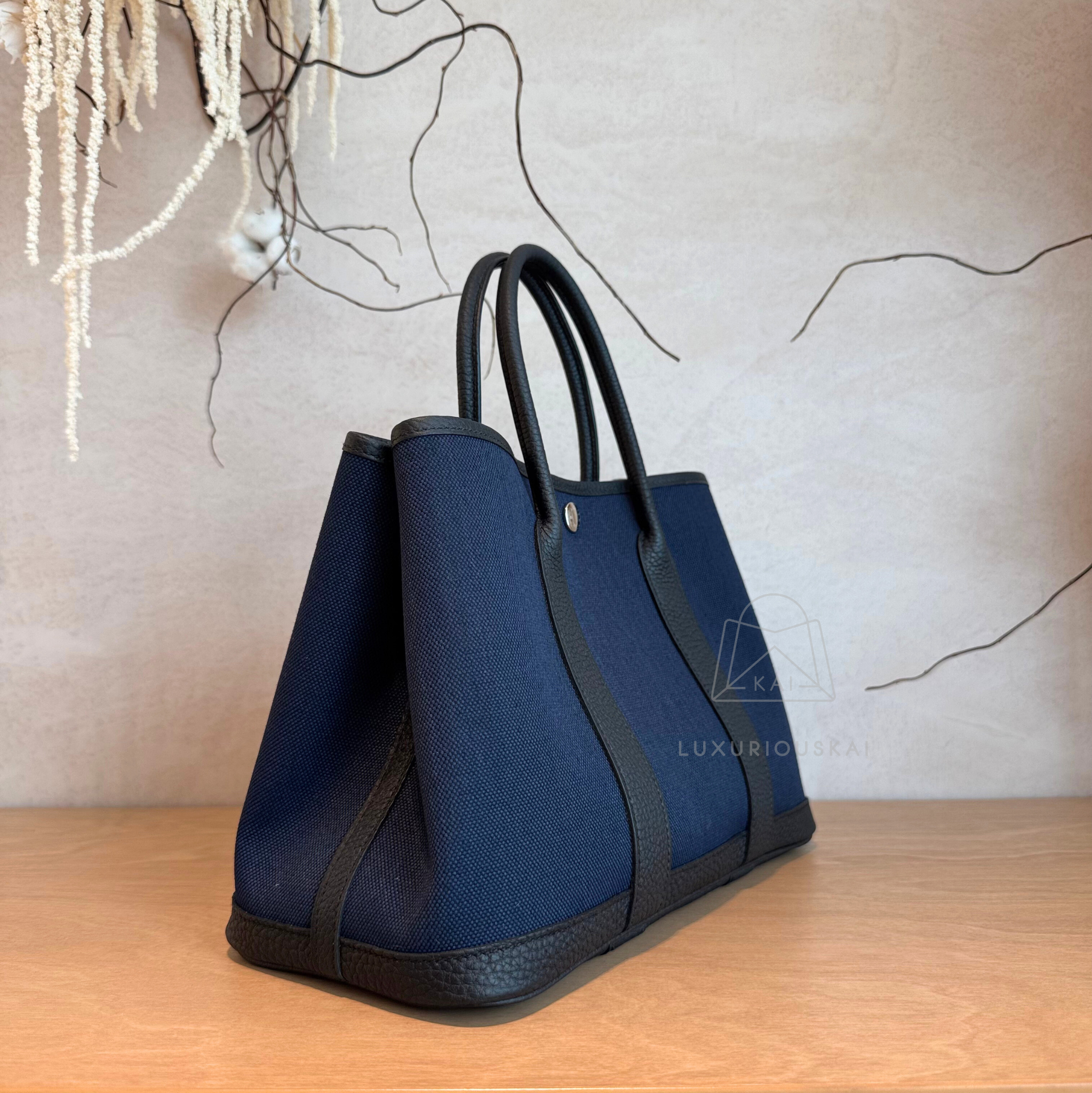 Hermès Garden Party 30 Canvas Dark Blue
