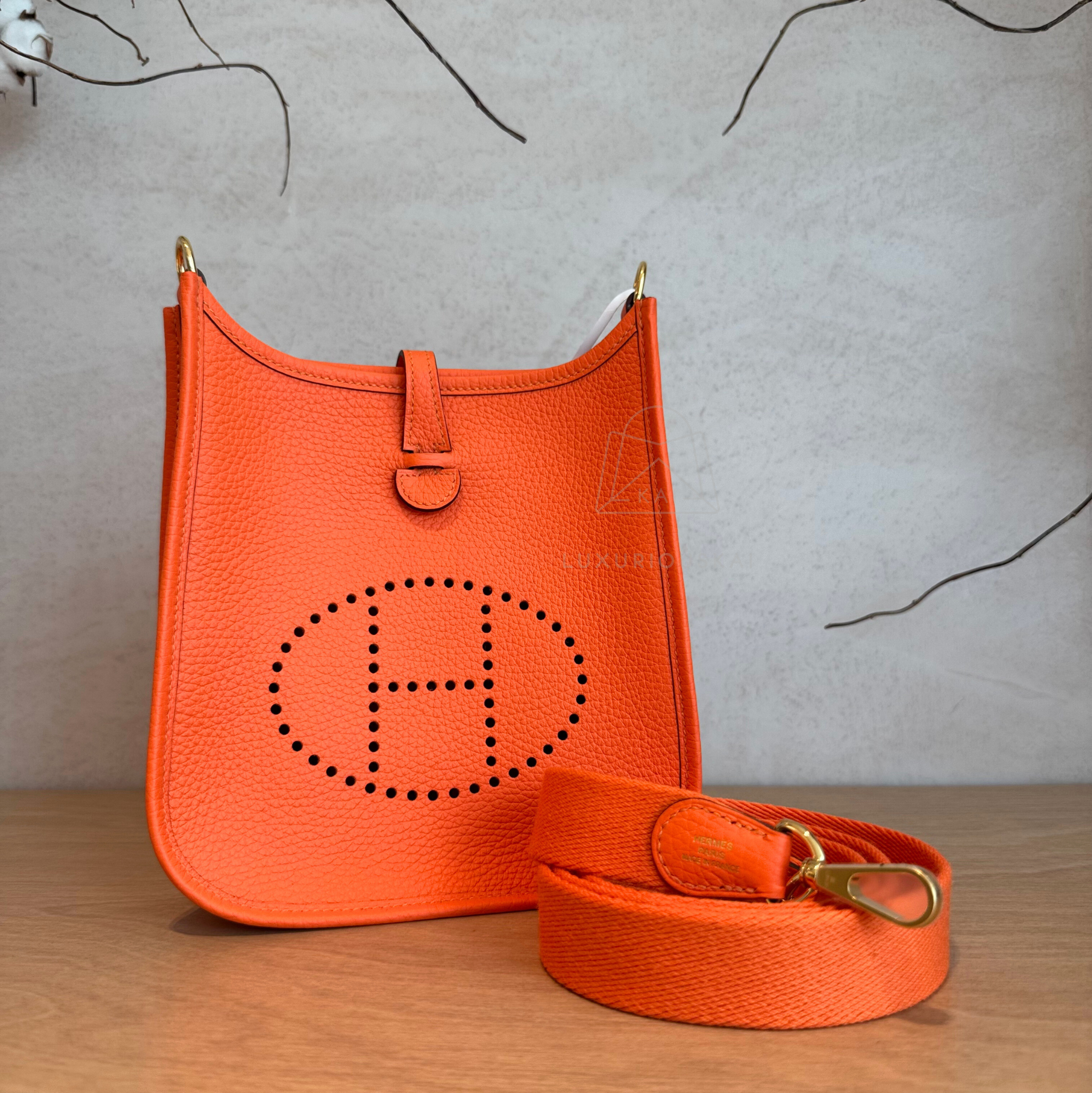 Hermès Mini Evelyne Feu (Gold Hardware)