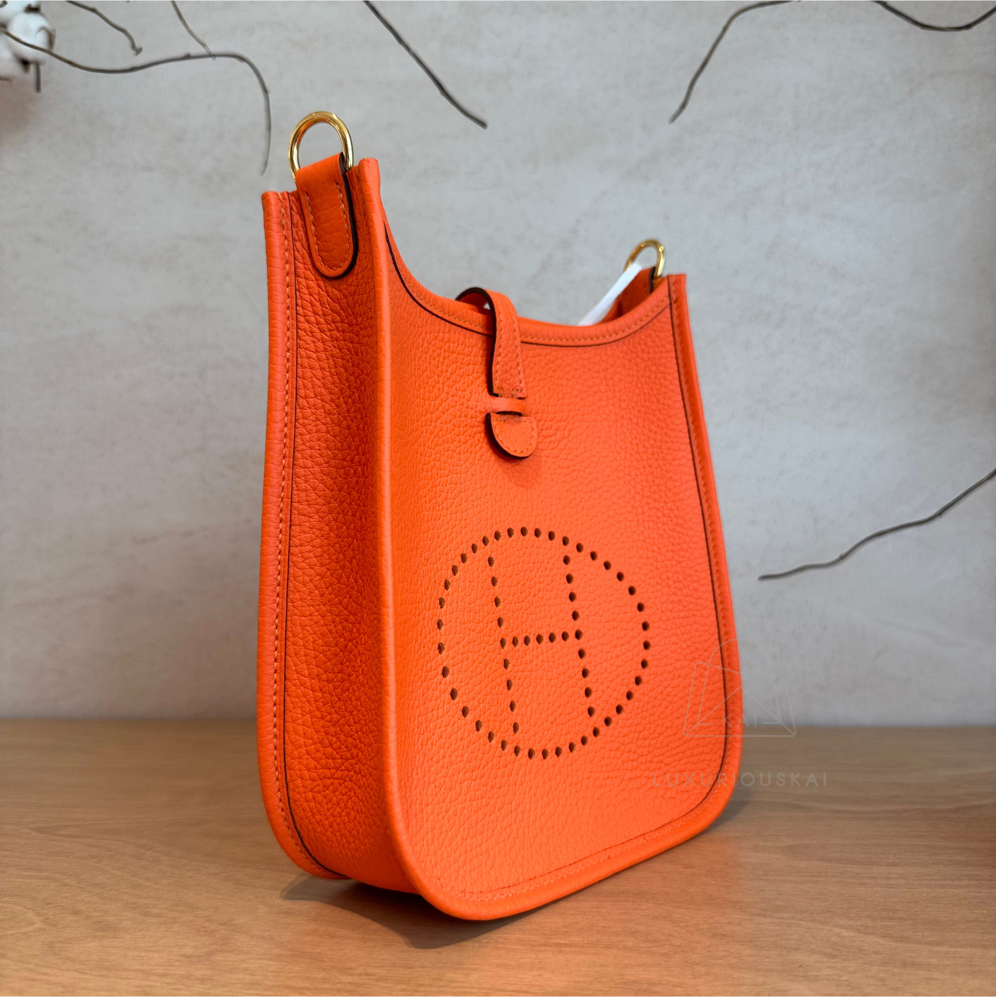 Hermès Mini Evelyne Feu (Gold Hardware)