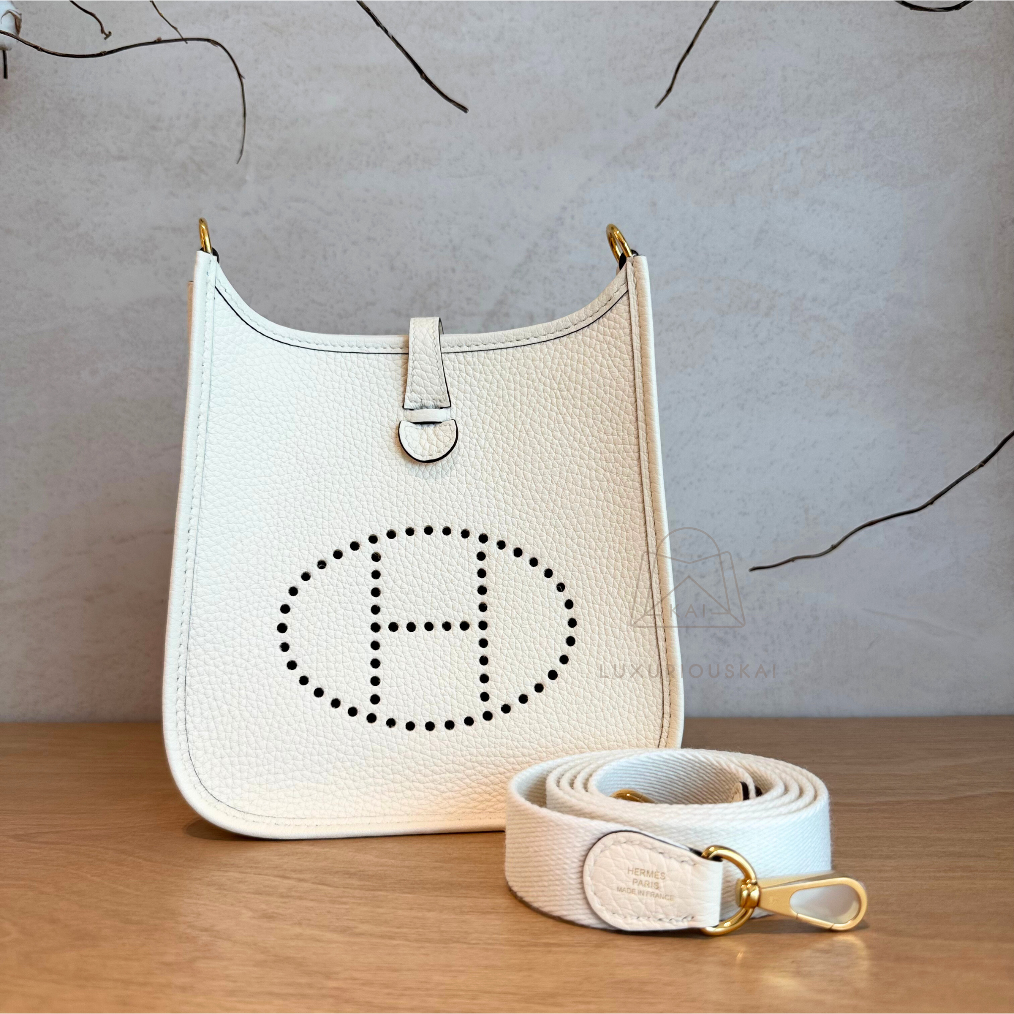 Hermès Mini Evelyne Nata (Gold Hardware)