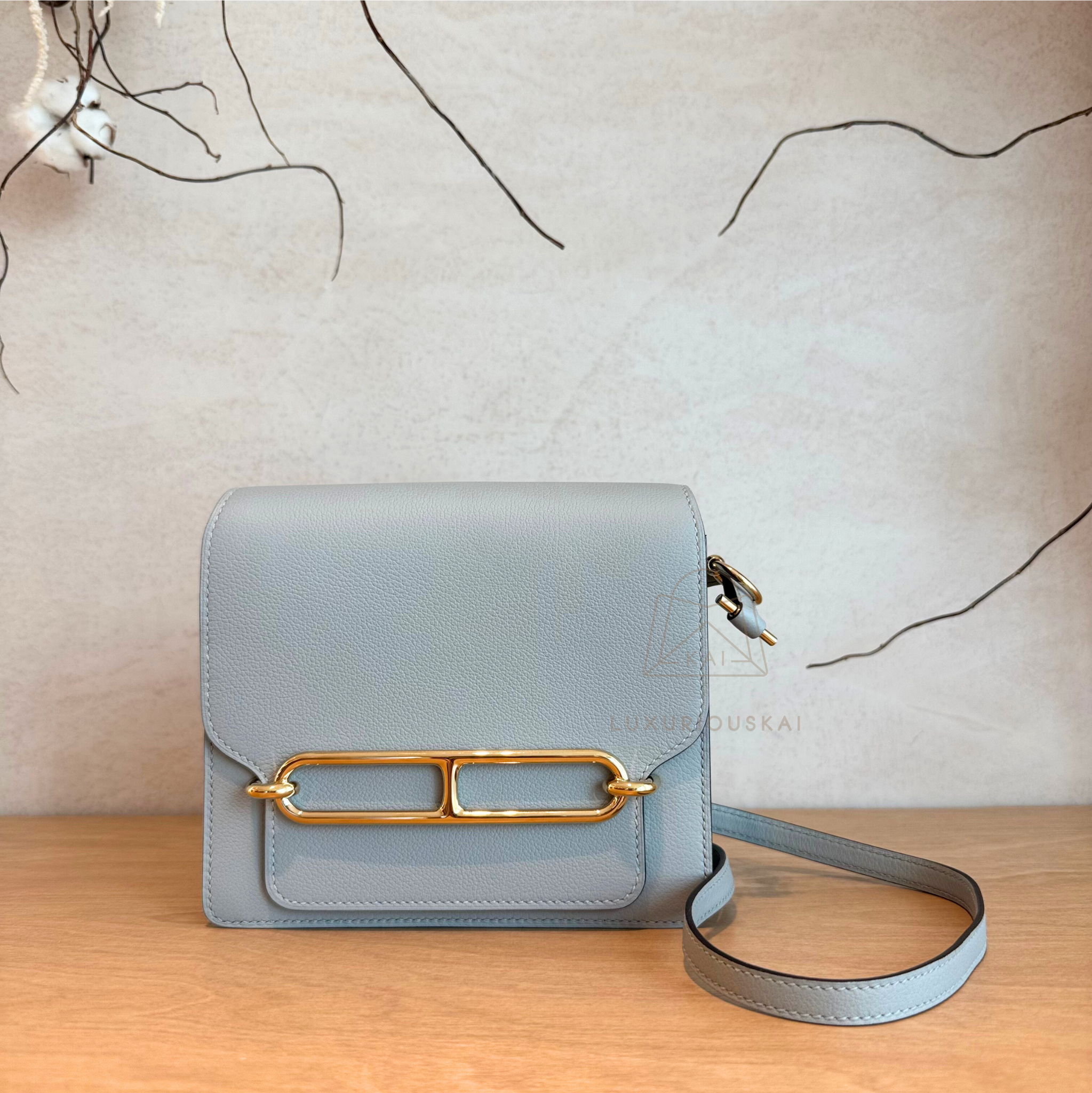 [PRELOVED] Hermès Mini Roulis Blue Pale (Gold Hardware)