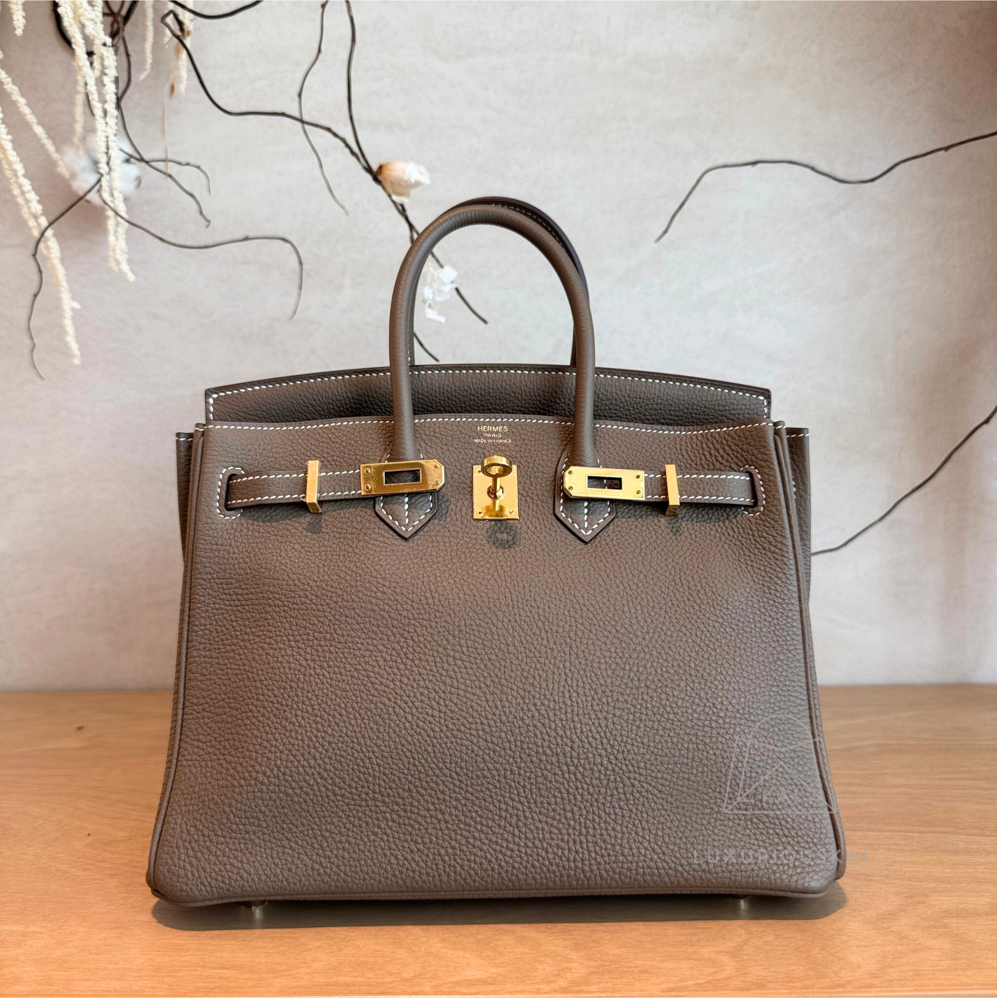 [PRELOVED] Hermès Birkin 25 Etoupe (Gold Hardware)
