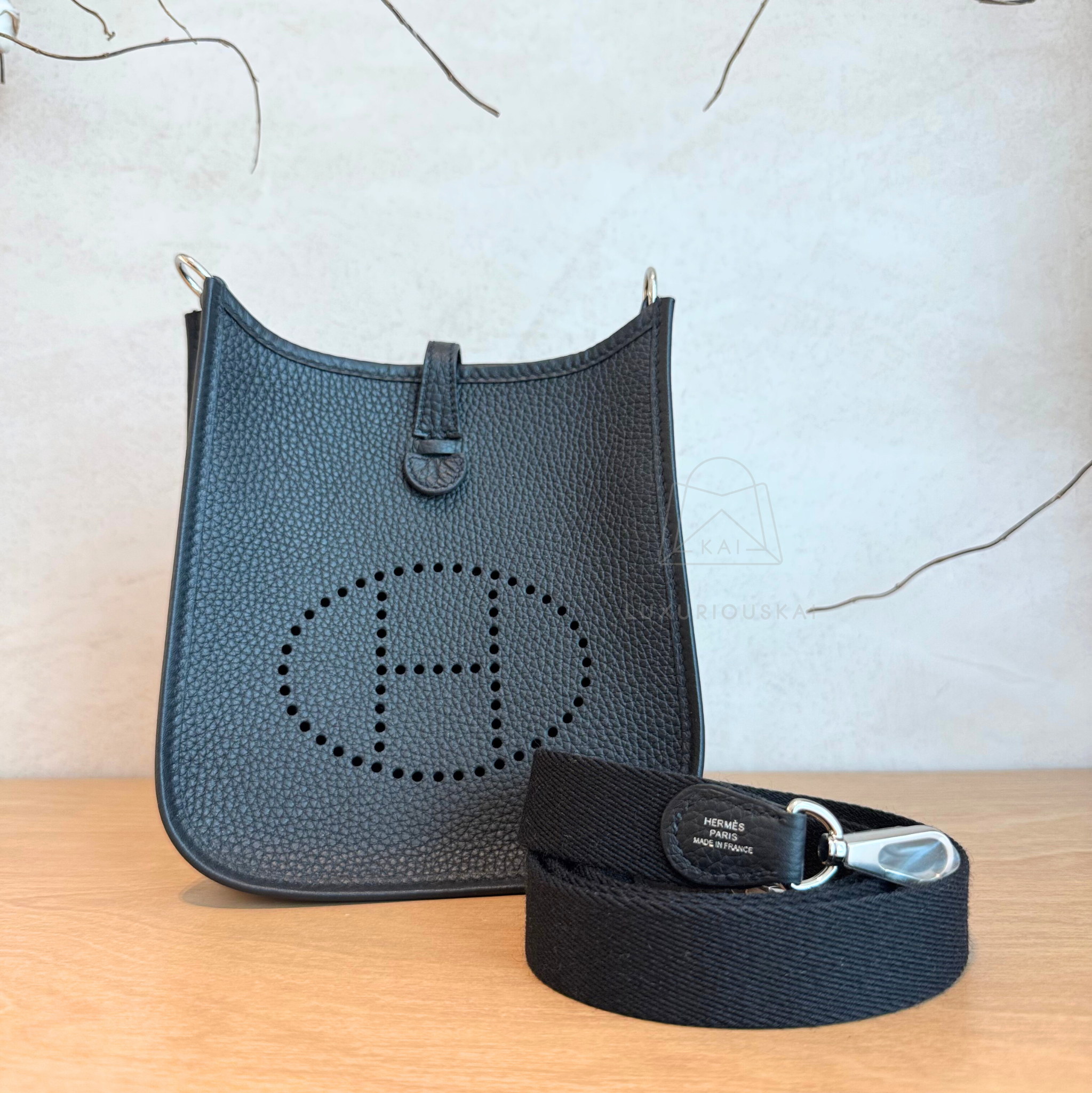 Hermès Mini Evelyne Black (Palladium Hardware)