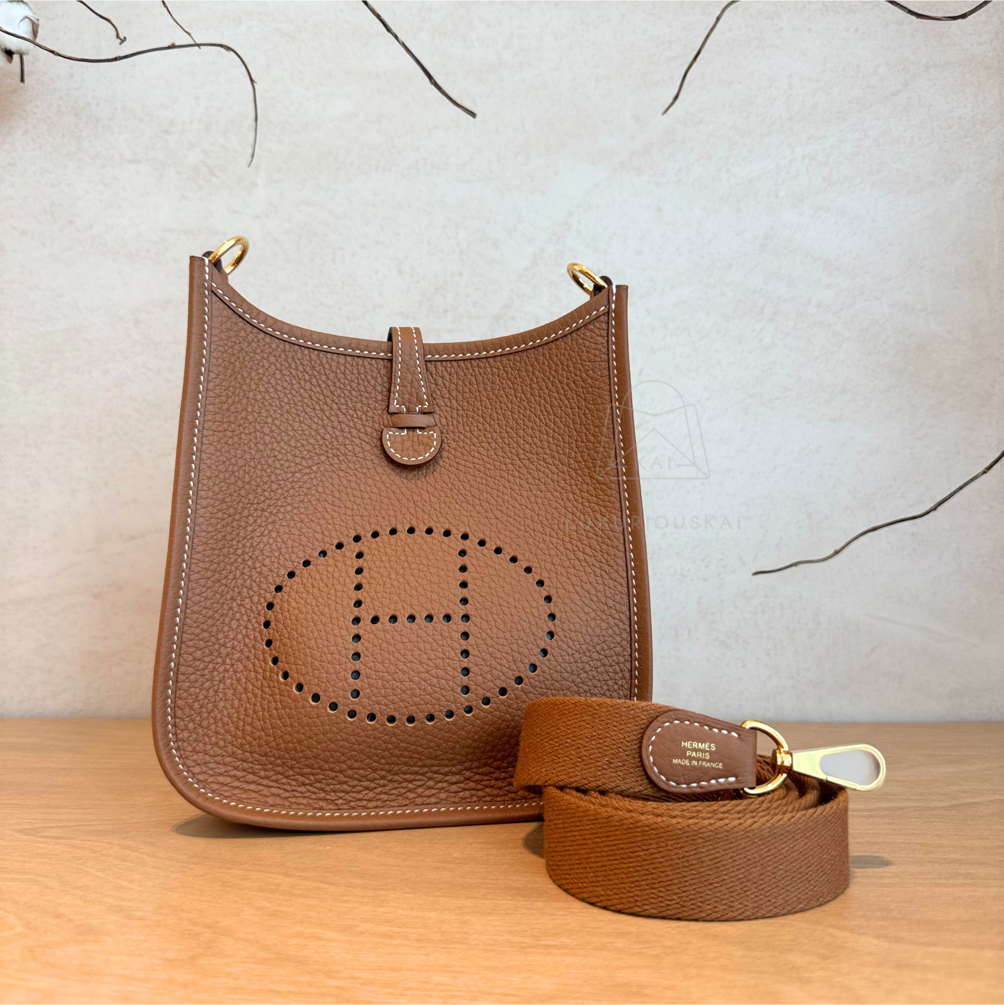 Hermès Mini Evelyne Gold (Gold Hardware)