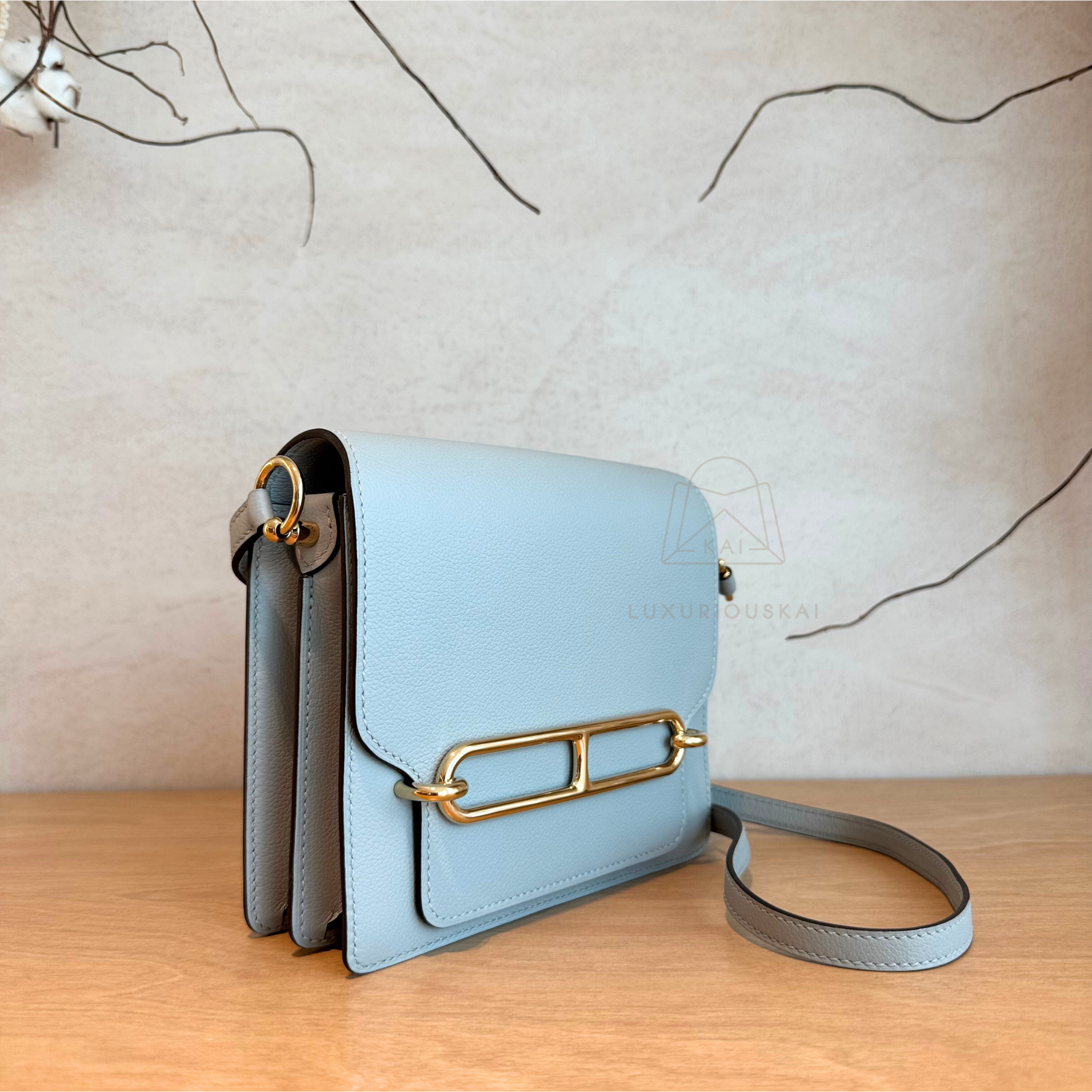 [PRELOVED] Hermès Mini Roulis Blue Pale (Gold Hardware)