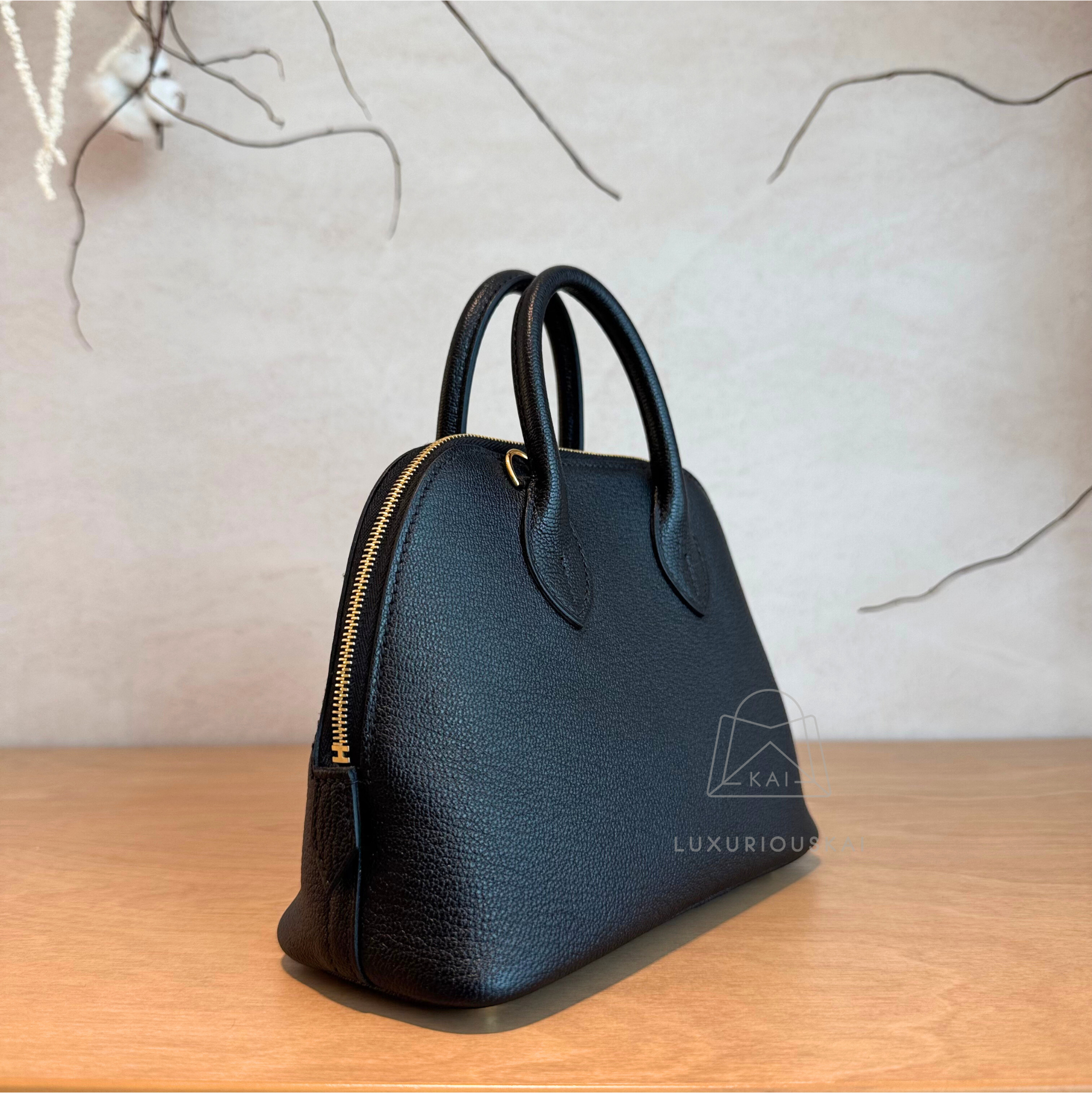 Hermès Mini Bolide Black (Gold Hardware)
