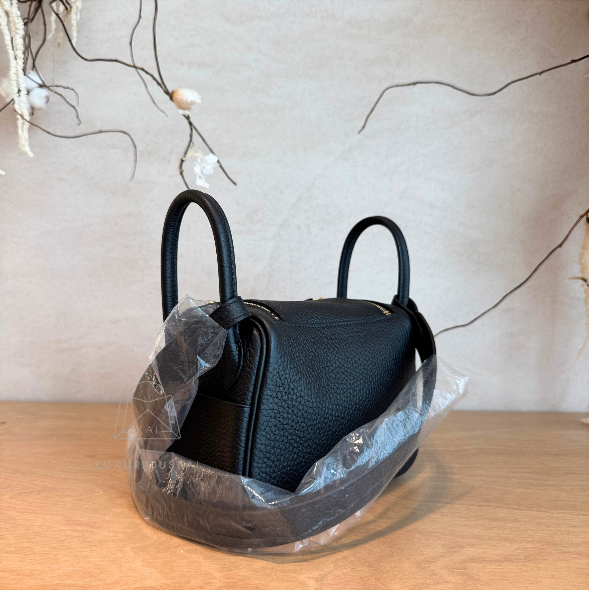Hermès Mini Lindy 2 Black (Gold Hardware)