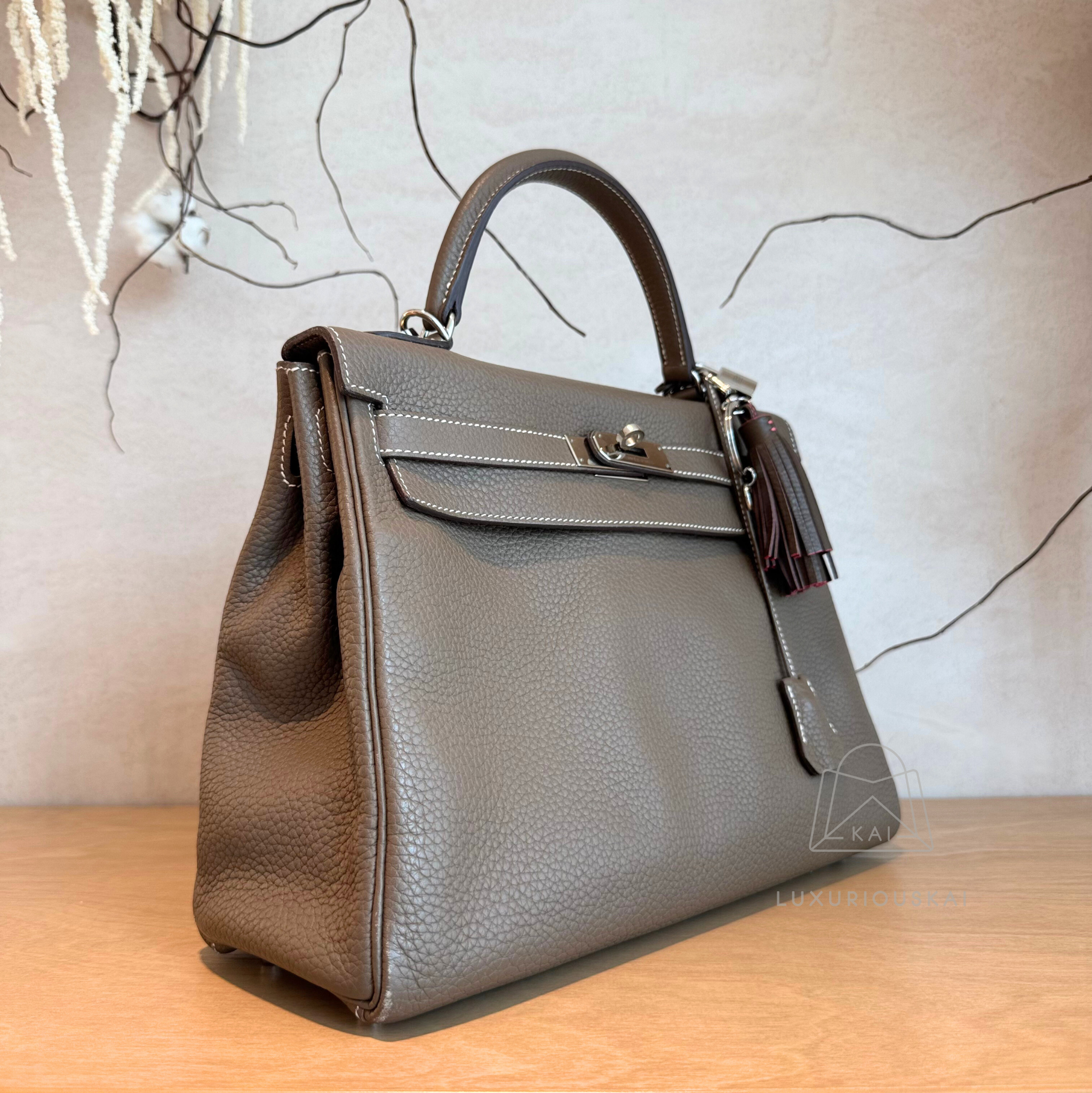[PRELOVED] Hermès Kelly 32 Etoupe (Palladium Hardware)