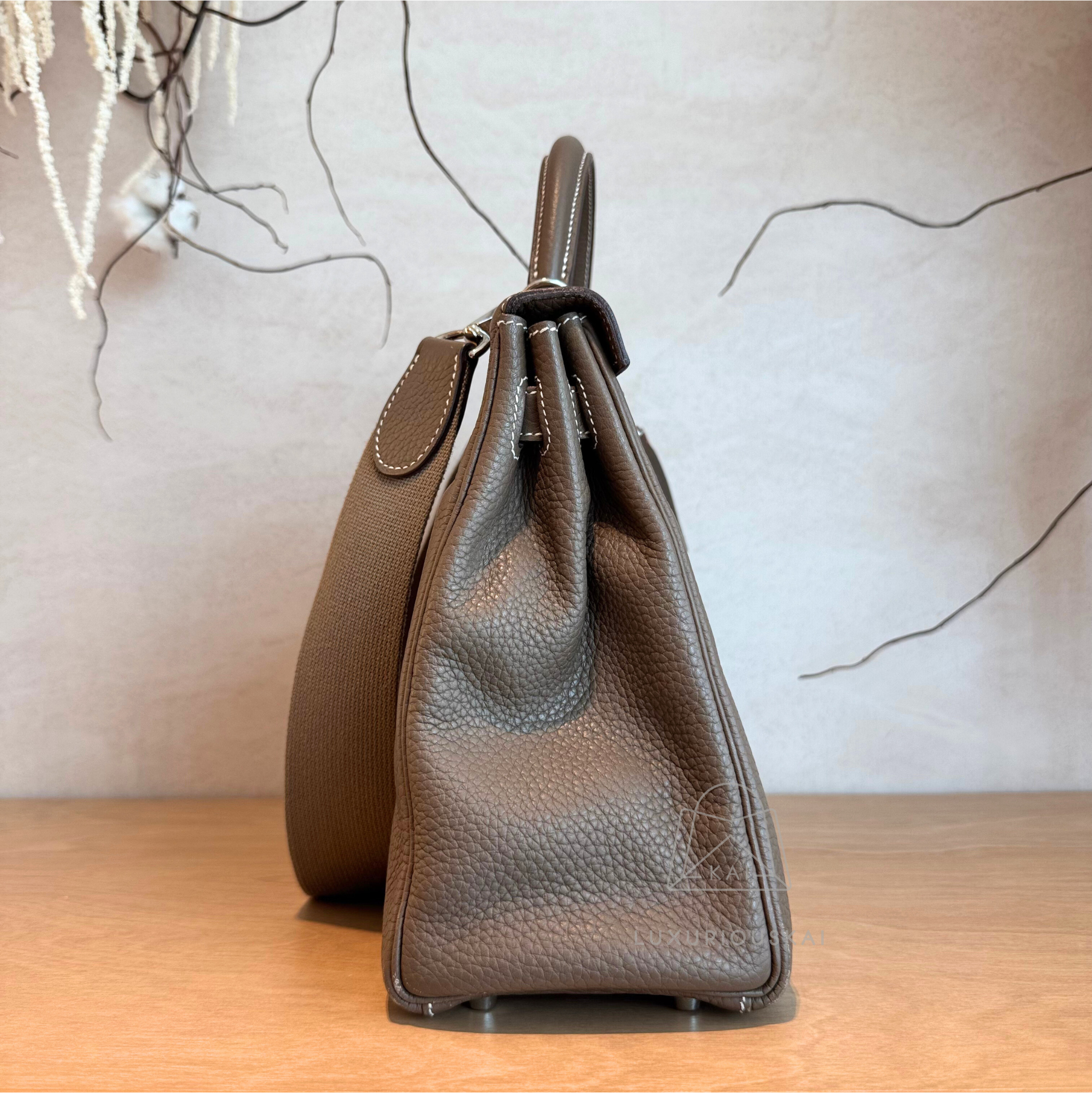 [PRELOVED] Hermès Kelly 32 Etoupe (Palladium Hardware)