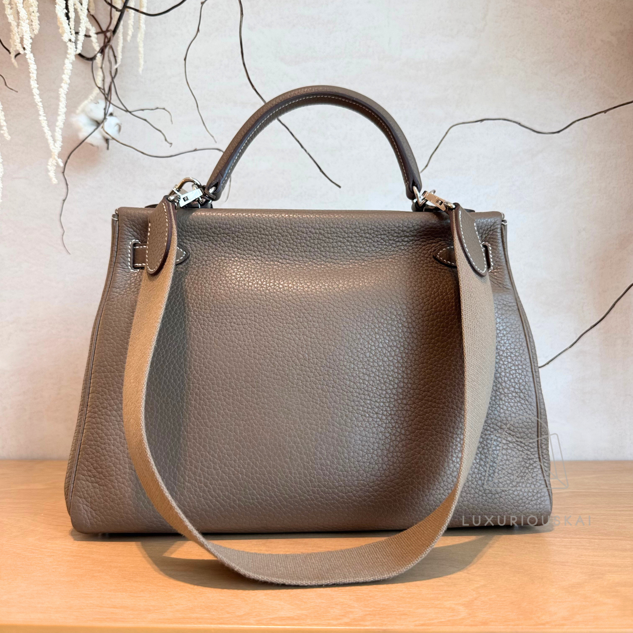[PRELOVED] Hermès Kelly 32 Etoupe (Palladium Hardware)