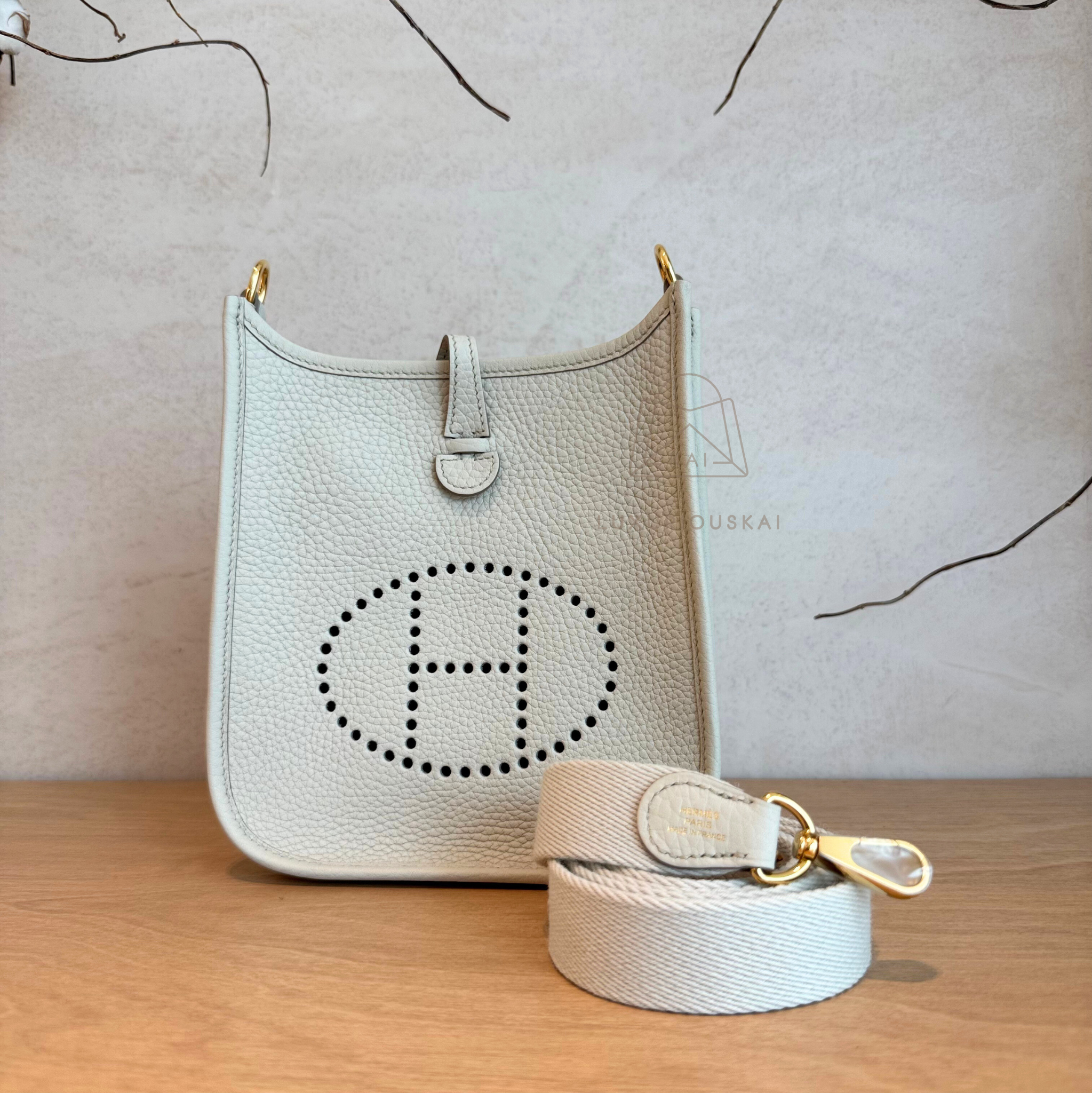 Hermès Mini Evelyne Beton (Gold Hardware)