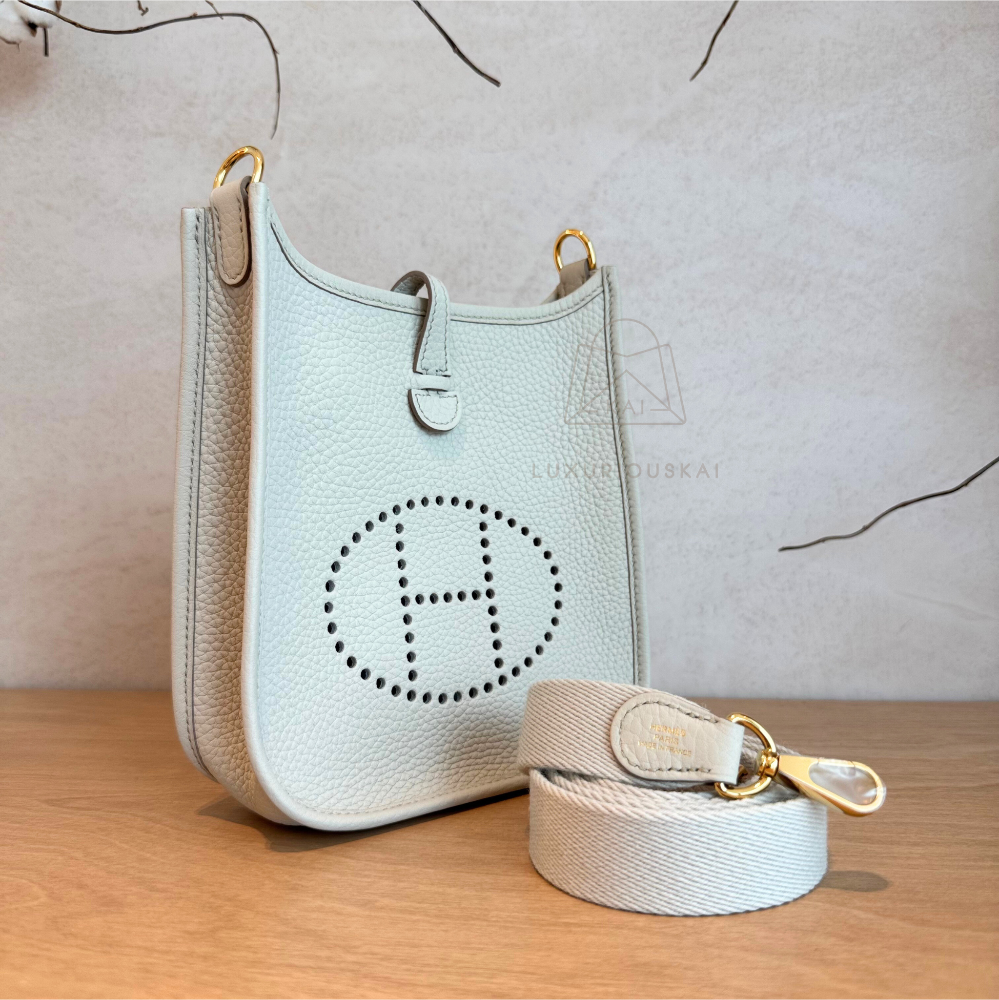 Hermès Mini Evelyne Beton (Gold Hardware)