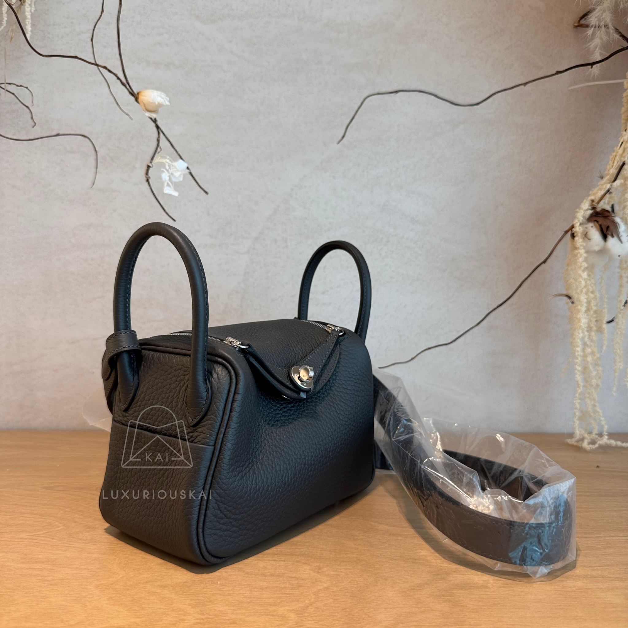 Hermès Mini Lindy Dark Bronze (Palladium Hardware)