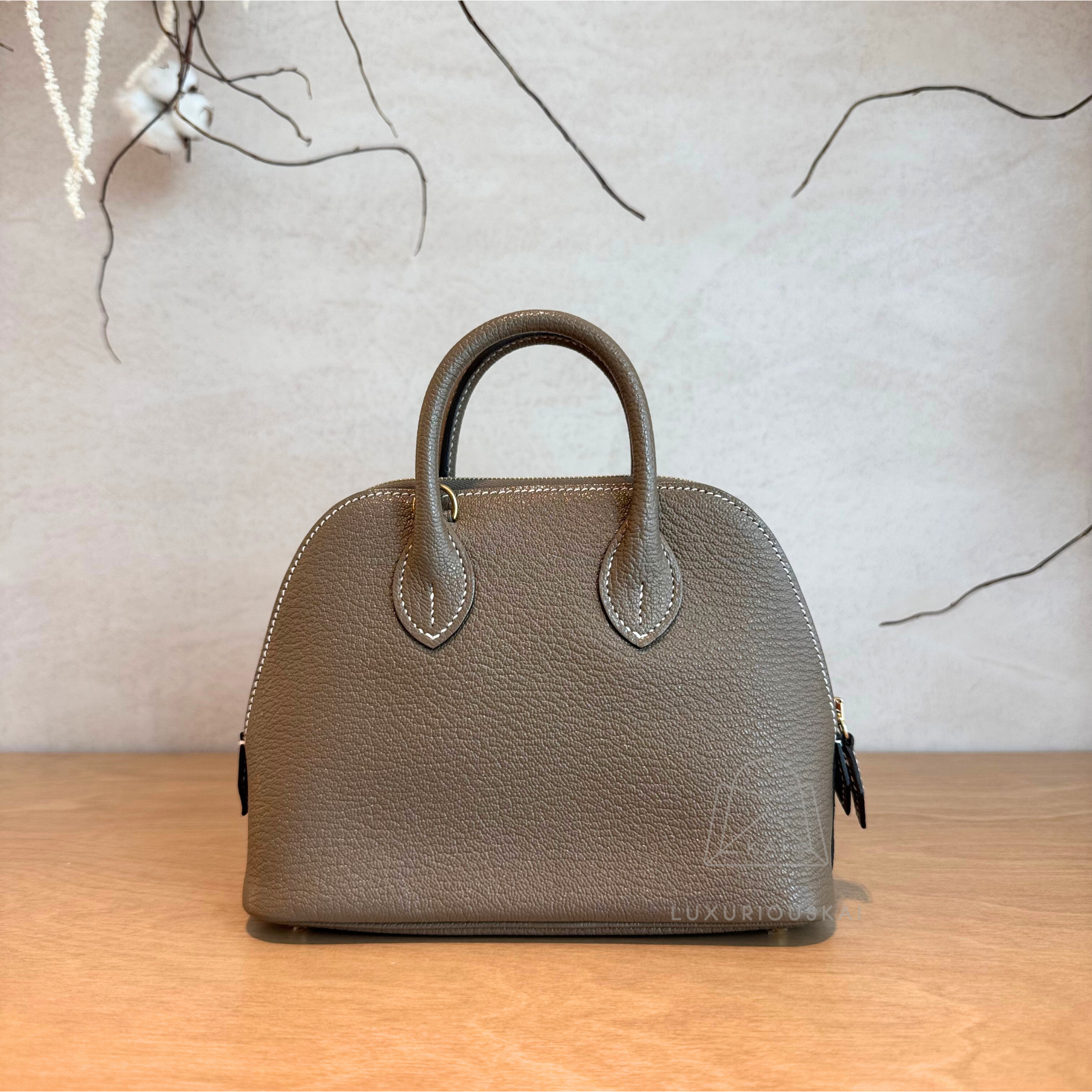 Hermès Mini Bolide Etoupe (Gold Hardware)