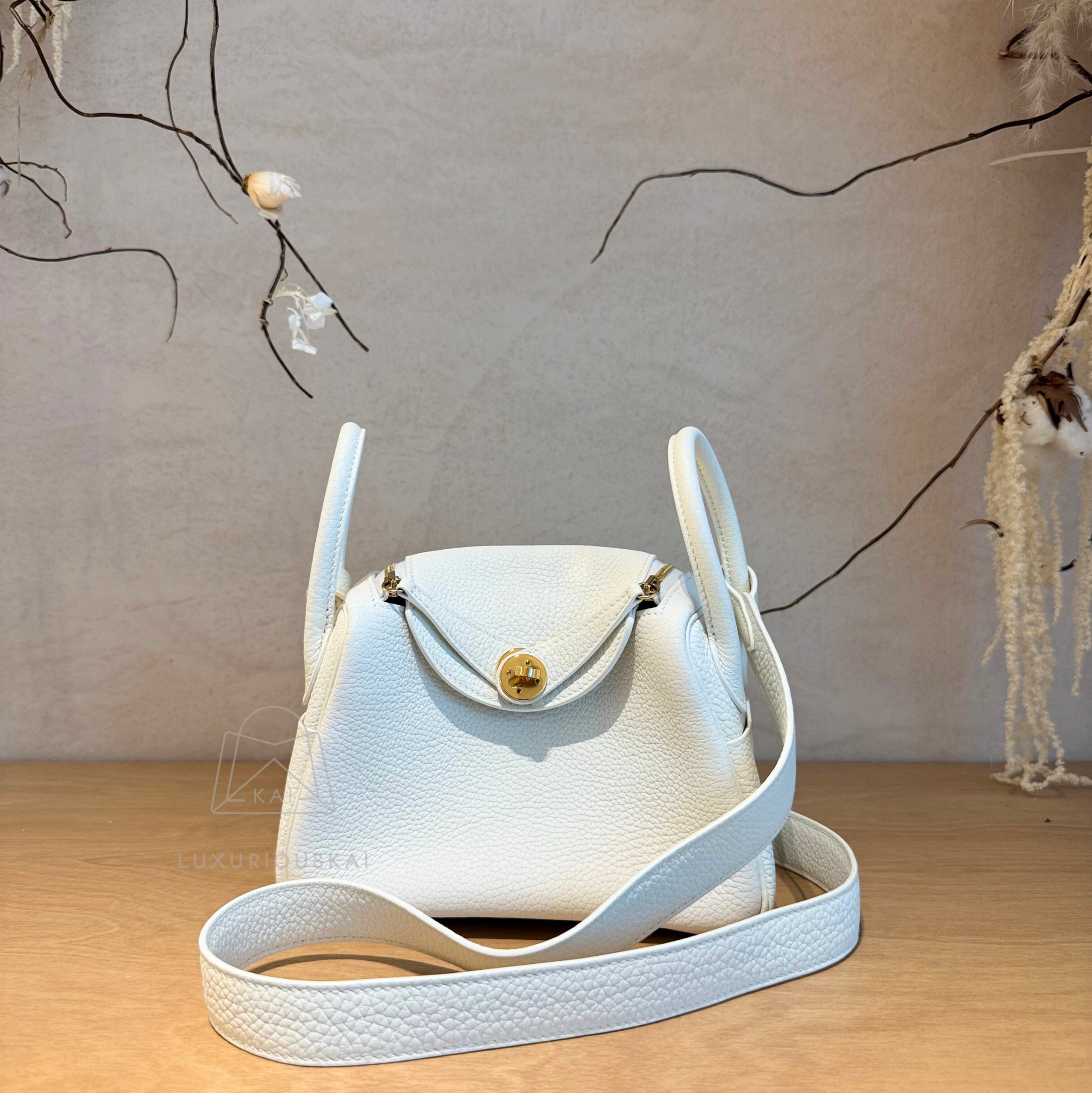 [PRELOVED] Hermès Mini Lindy White (Gold Hardware)