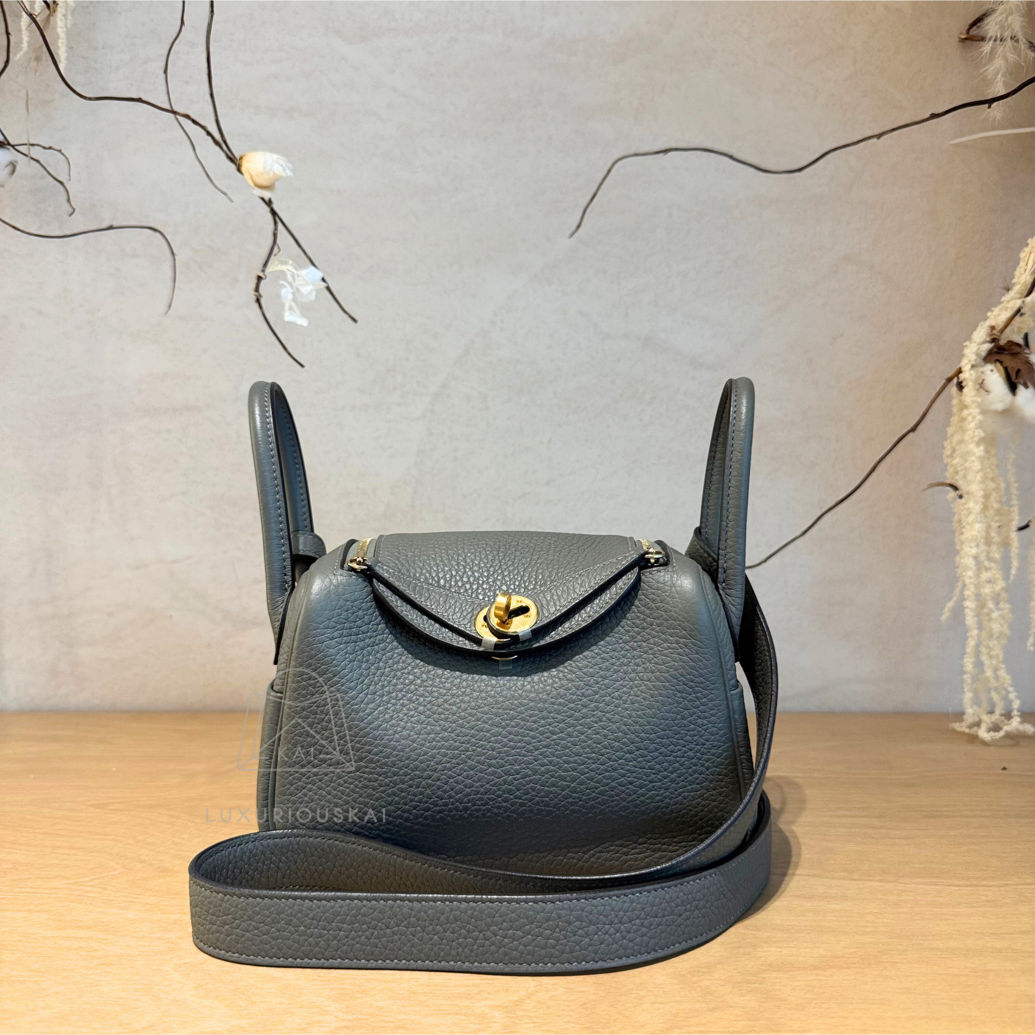 [PRELOVED] Hermès Mini Lindy Etain (Gold Hardware)