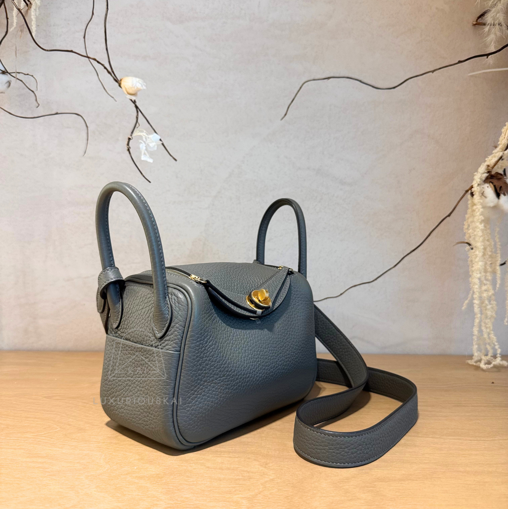 [PRELOVED] Hermès Mini Lindy Etain (Gold Hardware)