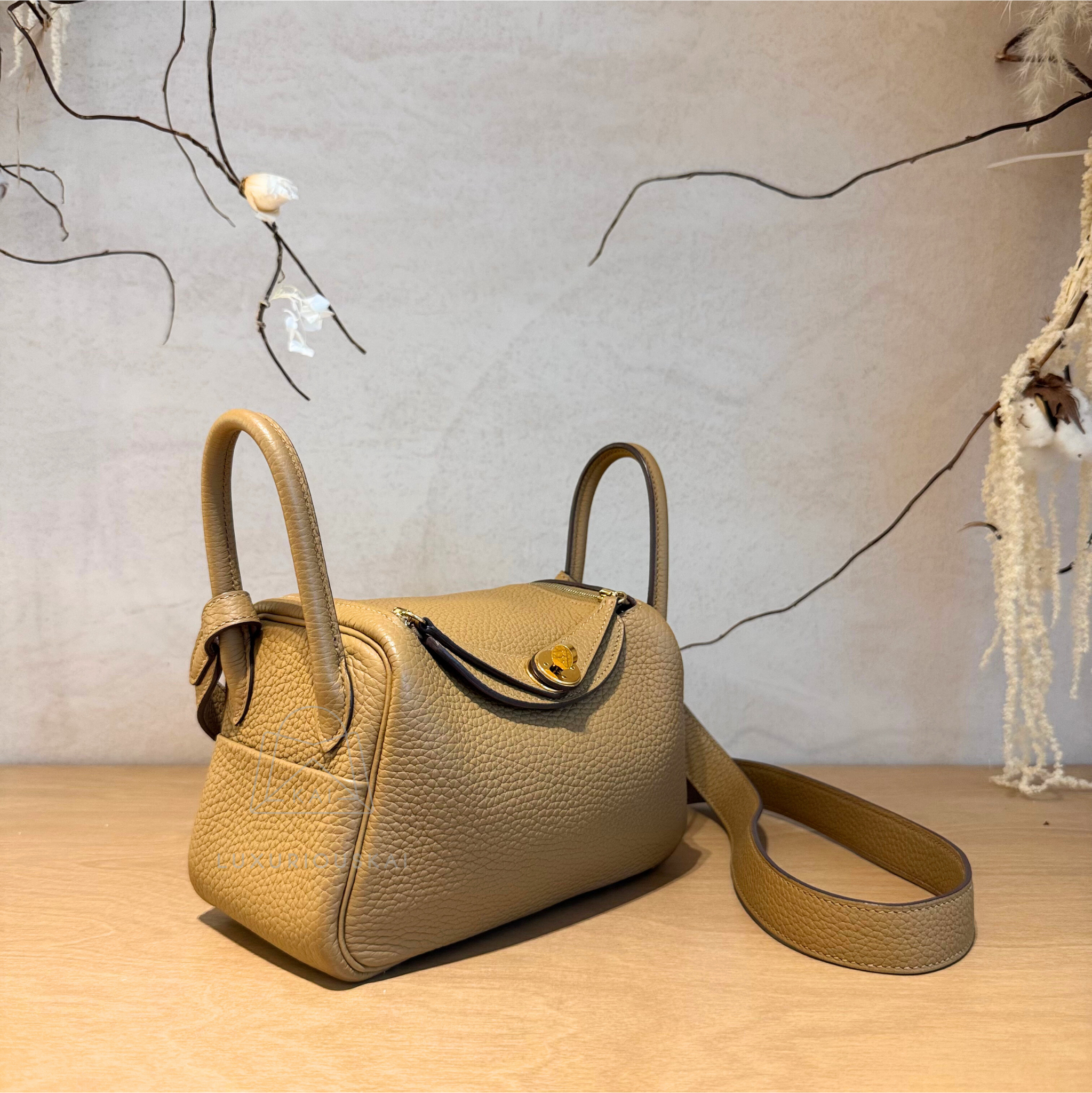 [PRELOVED] Hermès Mini Lindy Biscuit (Gold Hardware)