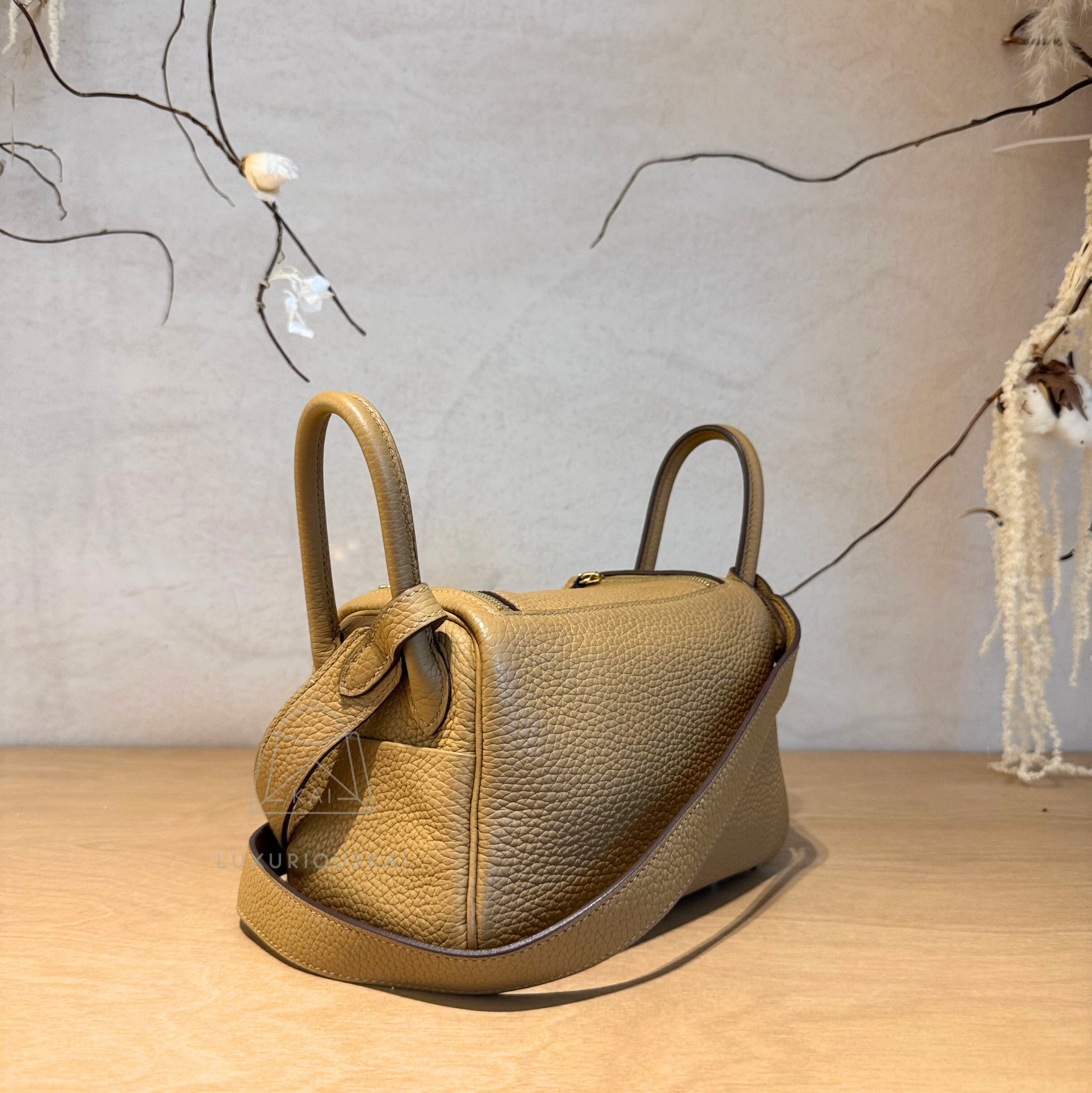[PRELOVED] Hermès Mini Lindy Biscuit (Gold Hardware)