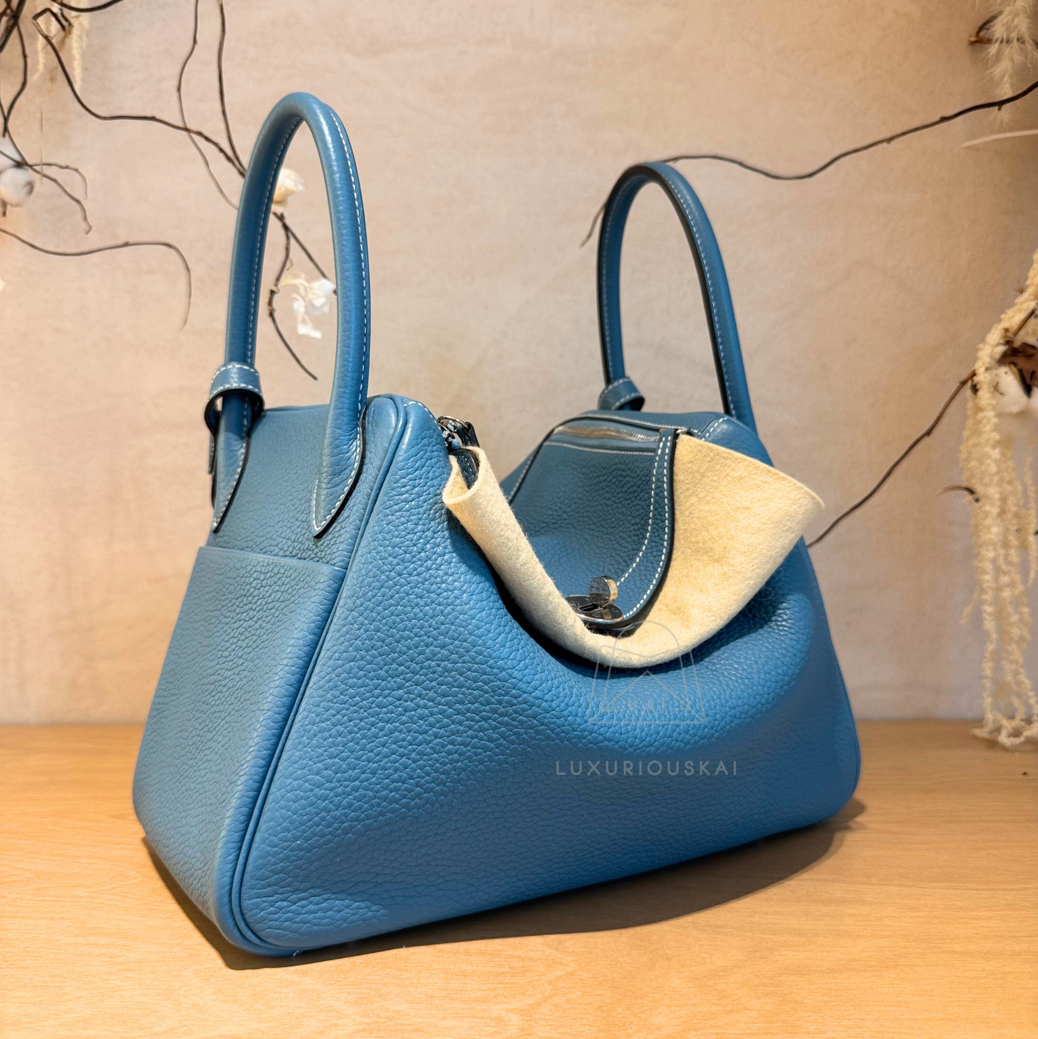 [PRELOVED] Hermès Lindy 30 Blue Jean (Palladium Hardware)