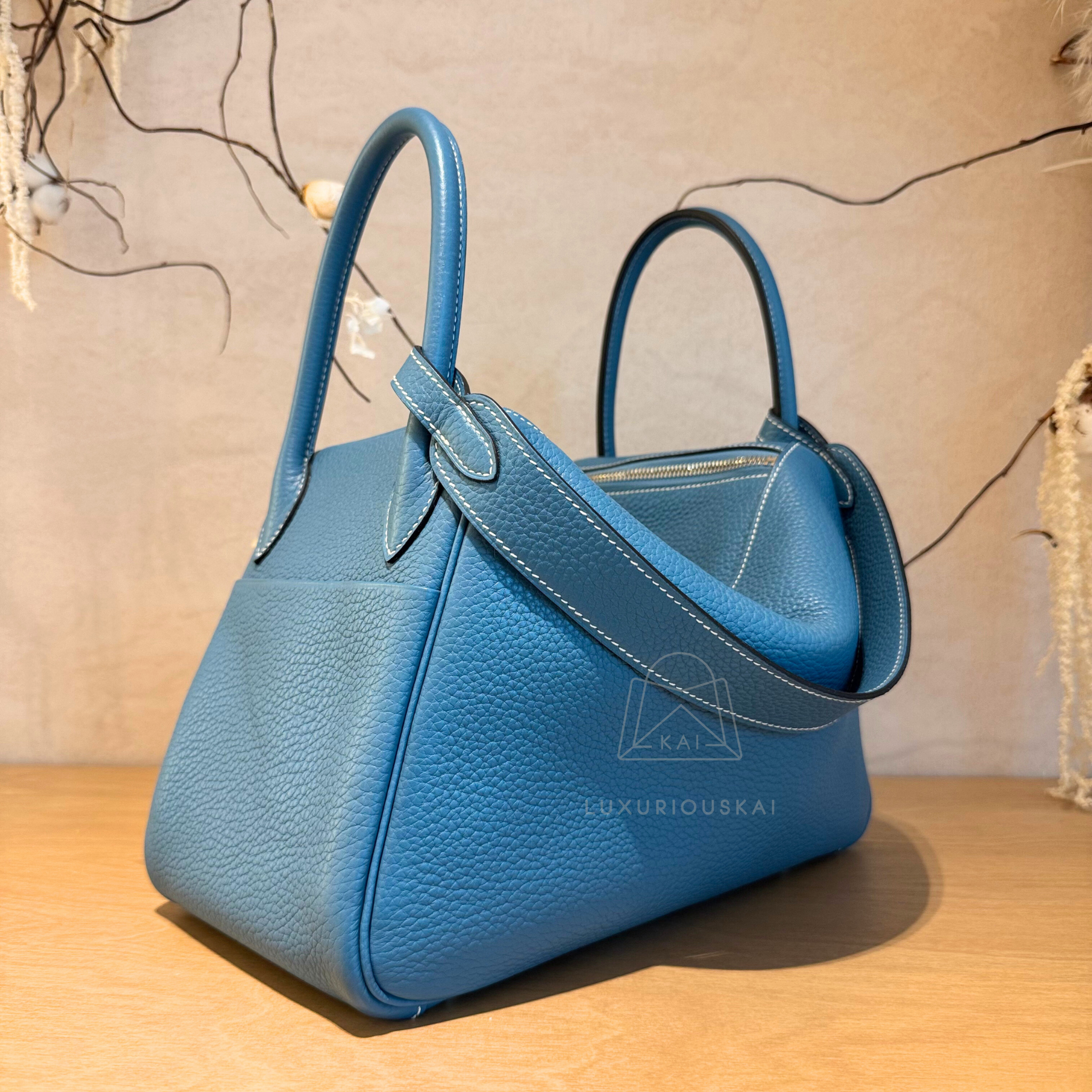[PRELOVED] Hermès Lindy 30 Blue Jean (Palladium Hardware)