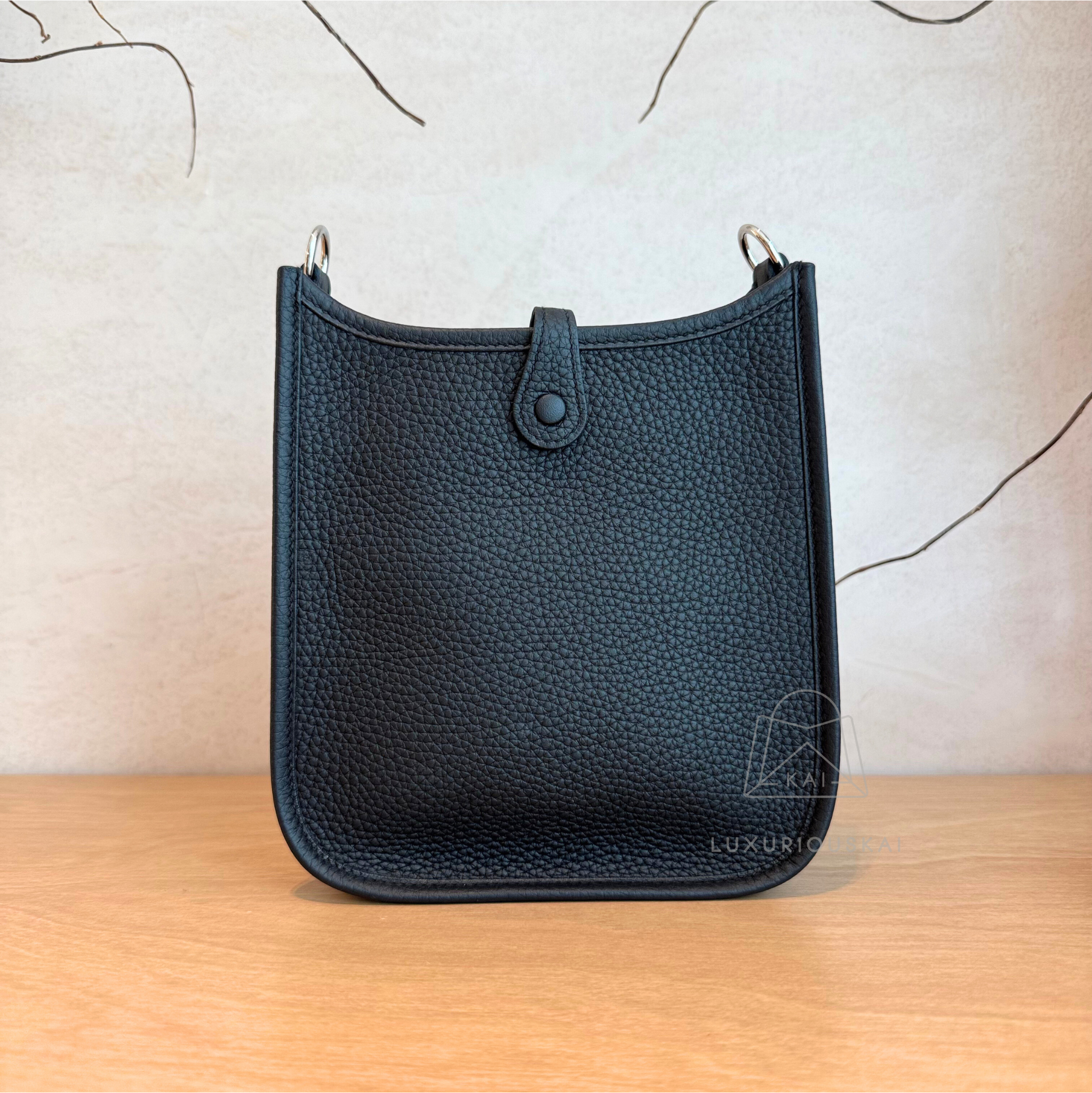 Hermès Mini Evelyne Black (Palladium Hardware) with Amazon Strap