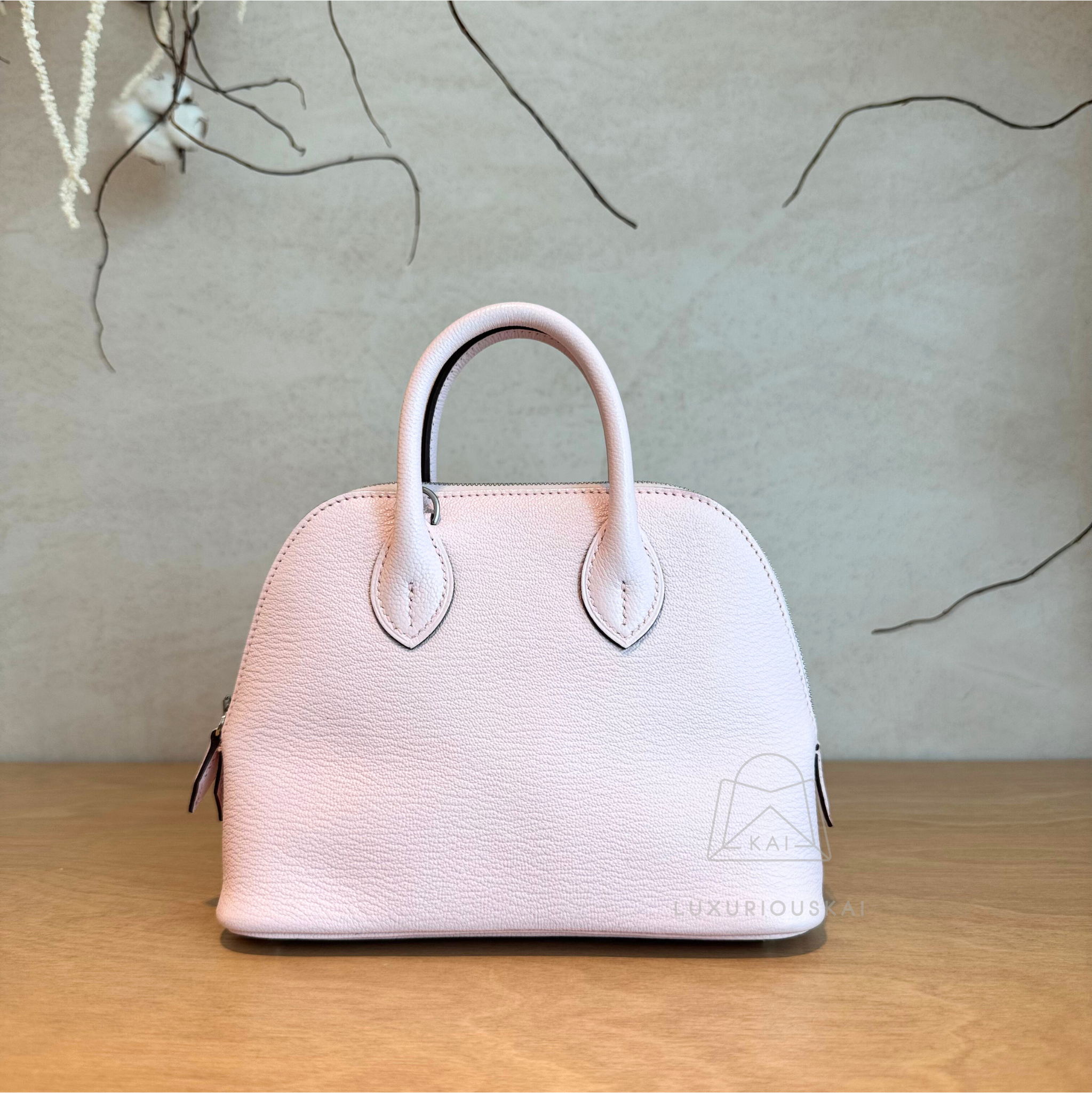 Hermès Mini Bolide Rose Darling (Palladium Hardware)