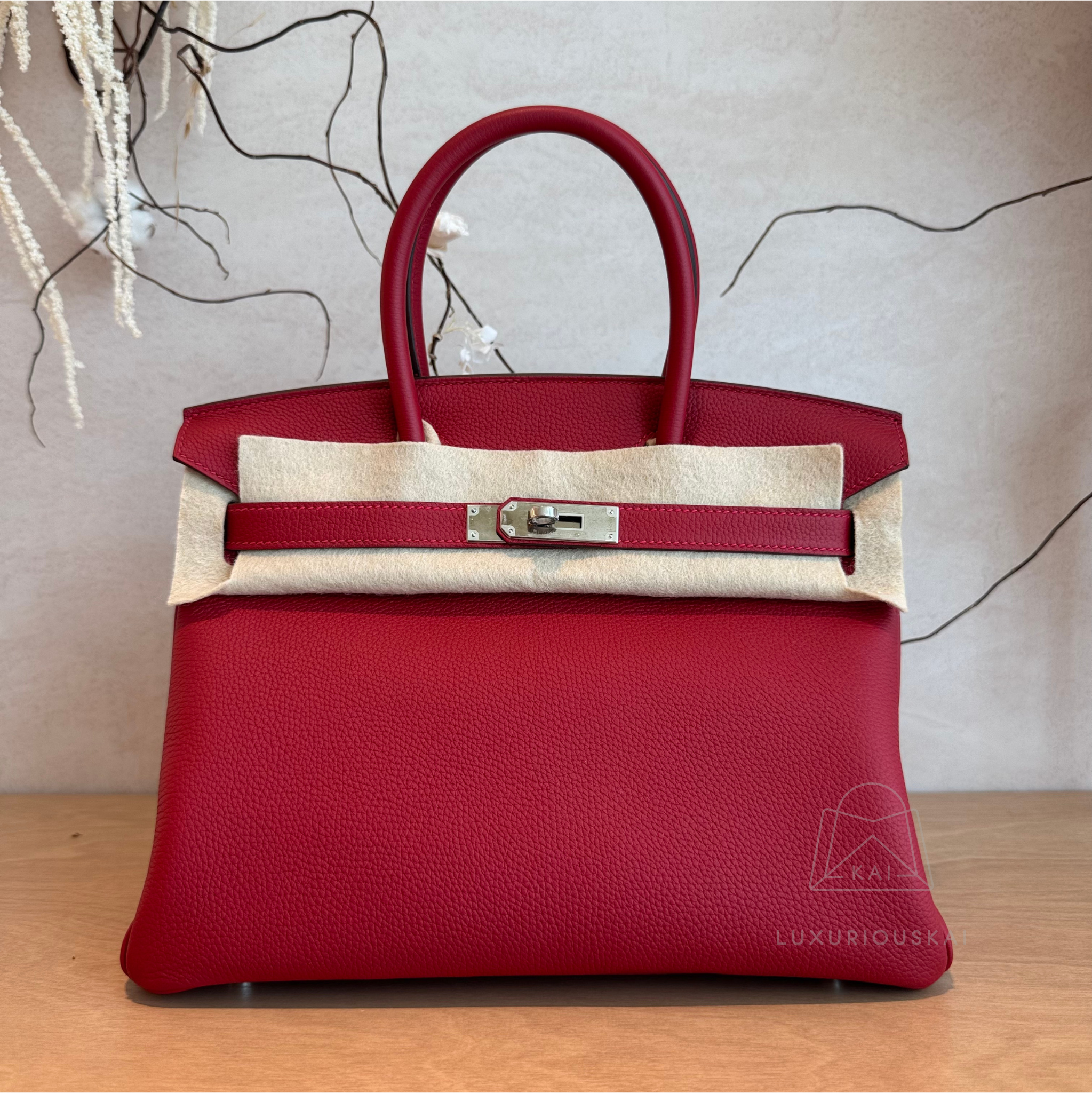 Hermès Birkin 30 Rouge Vif Red (Palladium Hardware)