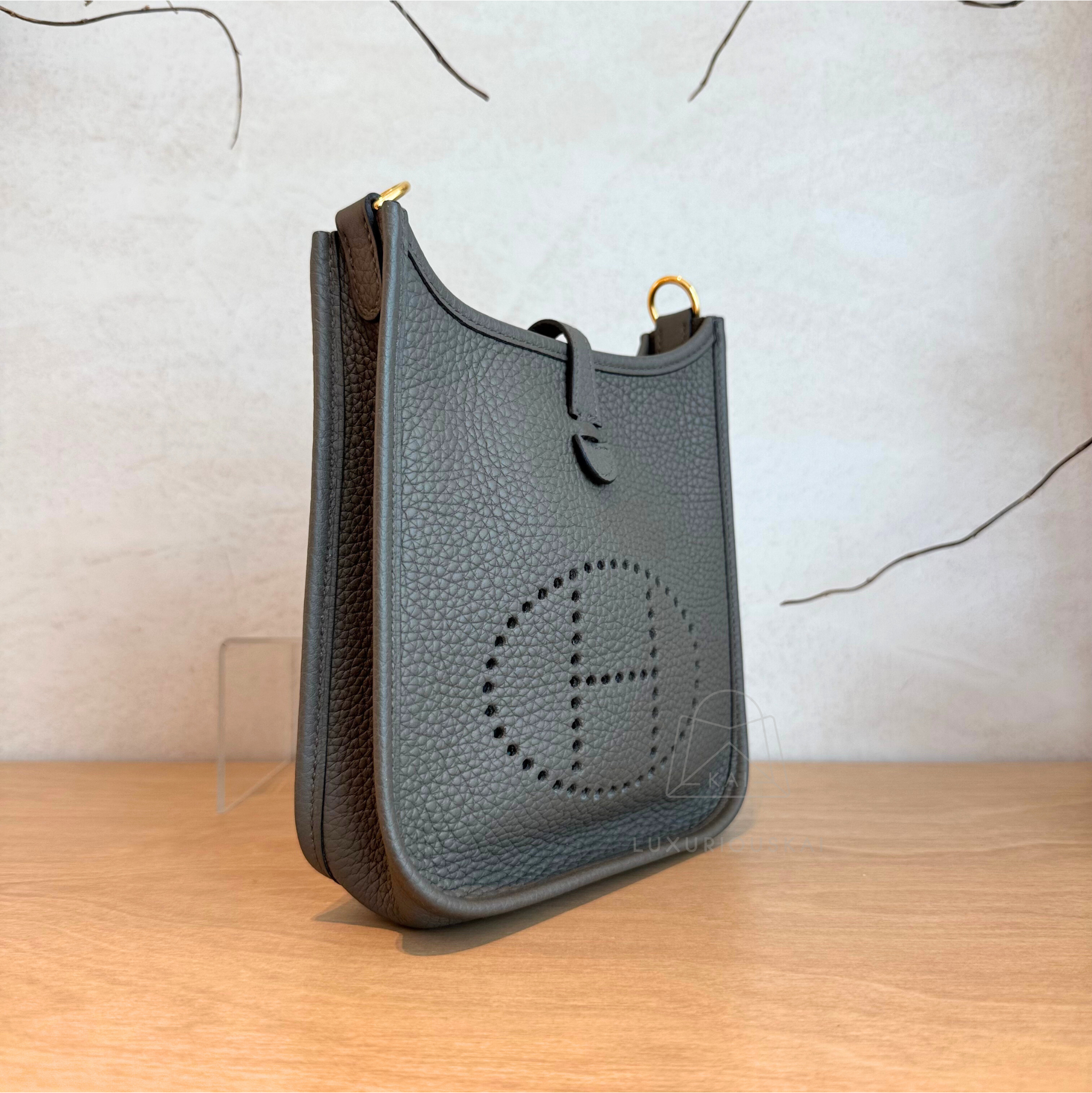 Hermès Mini Evelyne Ardoise (Gold Hardware)